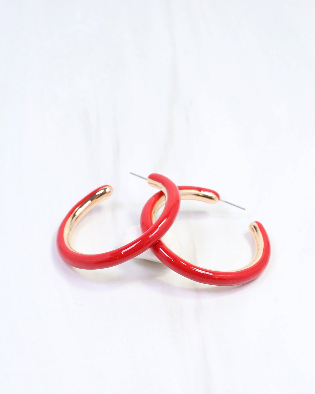 Larson Enamel Hoop Earring - Red