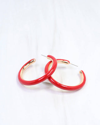 Larson Enamel Hoop Earring - Red