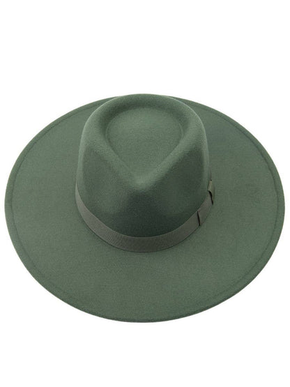 Western vegan felt rancher fedora hat in PINE