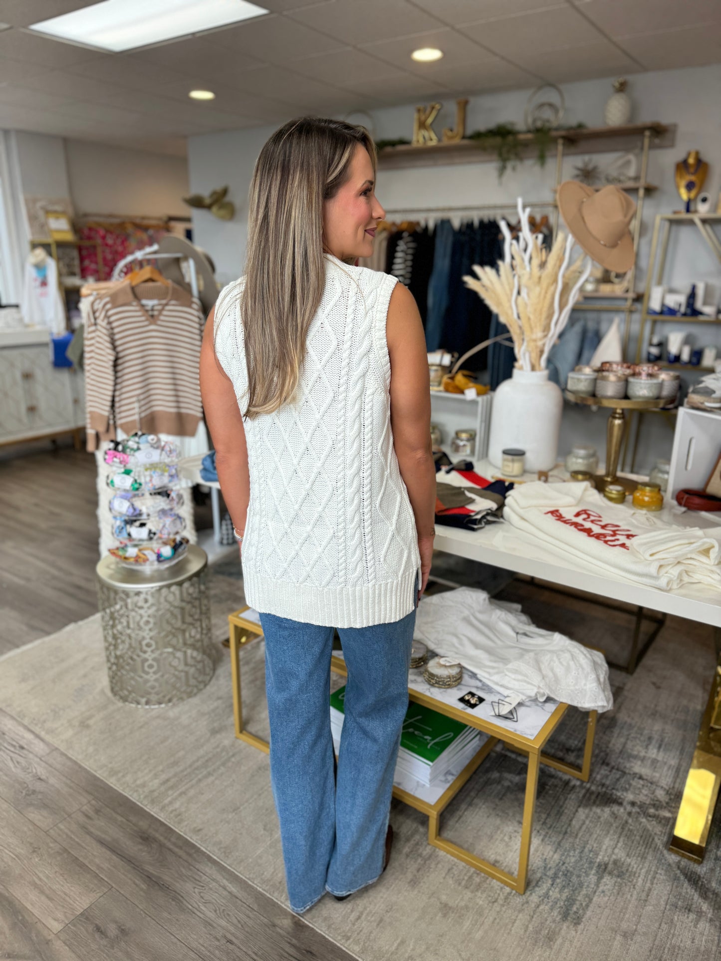 Show Me Your MuMu - Reid Sweater Vest - Cream Cable Knit