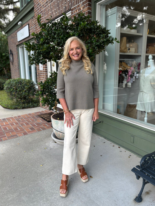 Audrey Mock Neck Sweater - Washed Olive