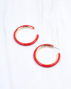 Larson Enamel Hoop Earring - Red