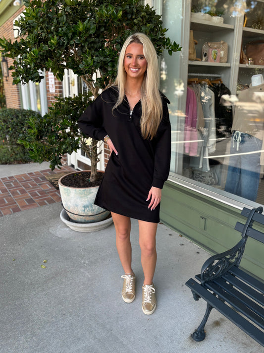 Butter Blend 1/4 Zip Dress - Black