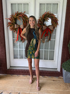 Peacock Print Mini Dress - Brown