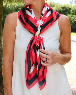 Lucy Floral Scarf Large - Red & Black