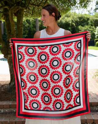 Lucy Floral Scarf Large - Red & Black
