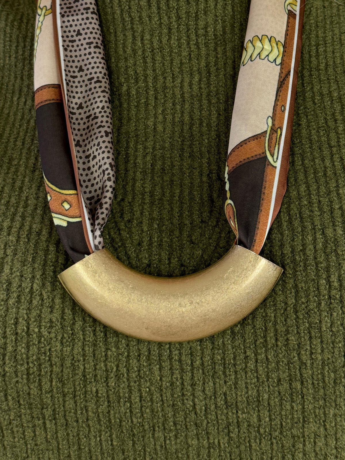 Horse Bit Sash Scarf - Brown & Olive