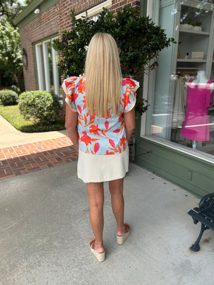 Blooms Flutter Sleeve Top