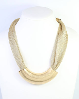 Albert Mesh Necklace with Bar - Gold