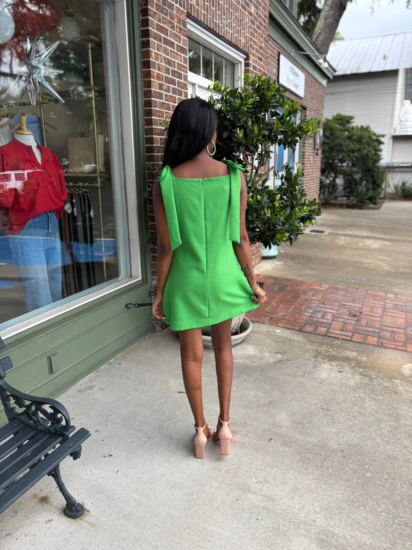 Bow Mini Dress - Green