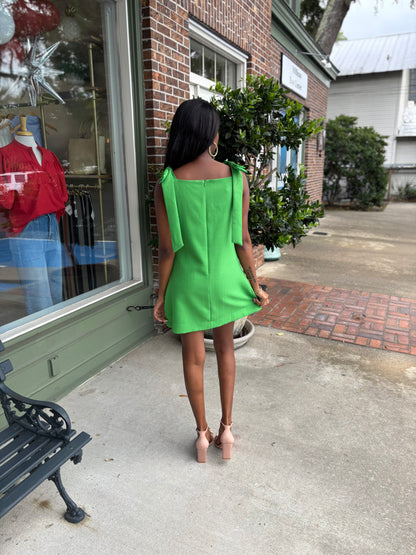 Bow Mini Dress - Green