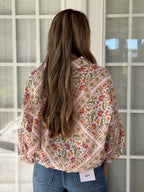 Fall Floral Print Bubble Sleeve & Hem Top