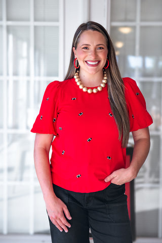 Mary Square - Tina Top Footballs - Red & Black
