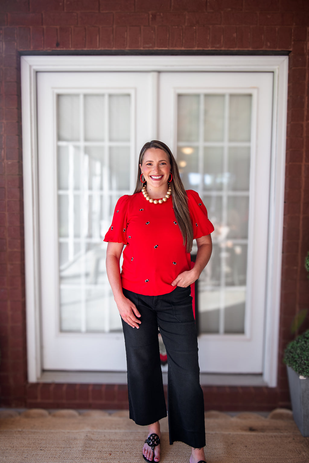 Mary Square - Tina Top Footballs - Red & Black