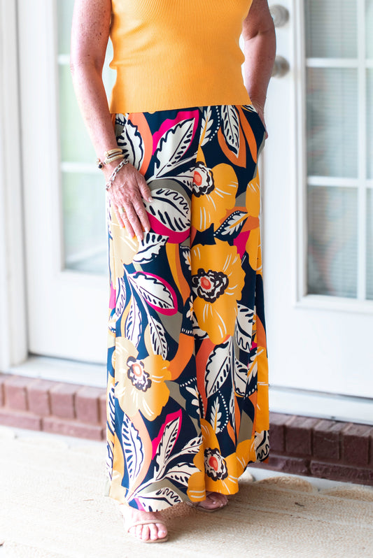 Mango Printed Wide Leg Pants