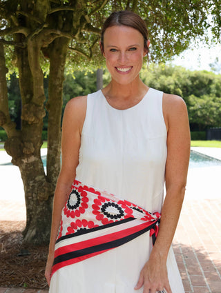 Lucy Floral Scarf Large - Red & Black