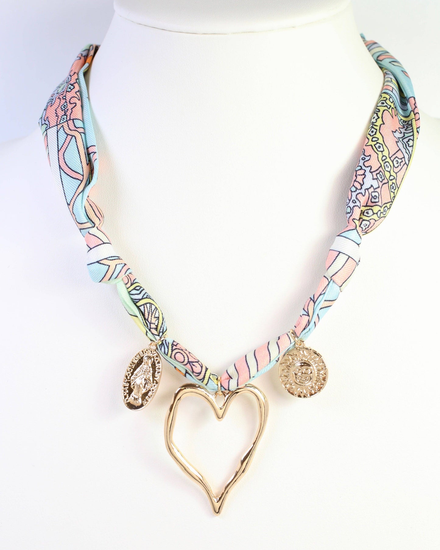 Betty Scarf Charm Necklace - Blue Multi