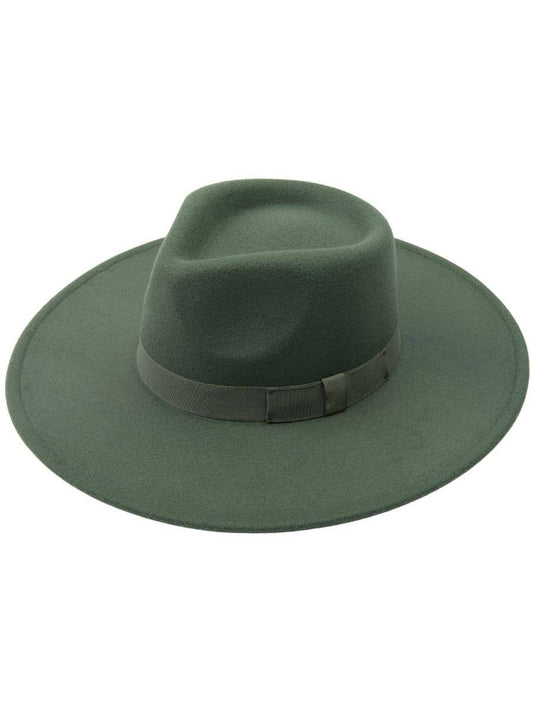 Western vegan felt rancher fedora hat in PINE