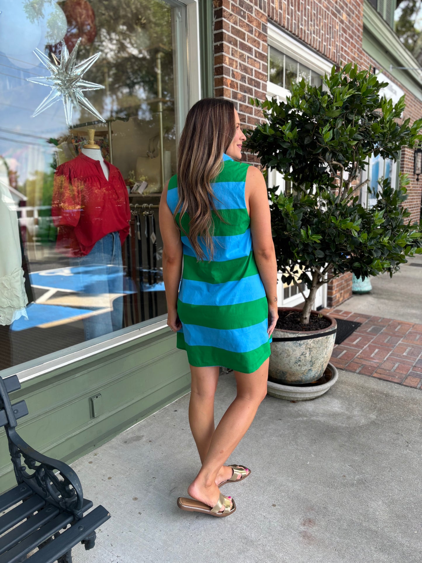 Valdy Striped Lexya Collared Shift Mini Dress