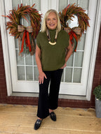 Sleeveless Mock Neck Knit Top - Olive