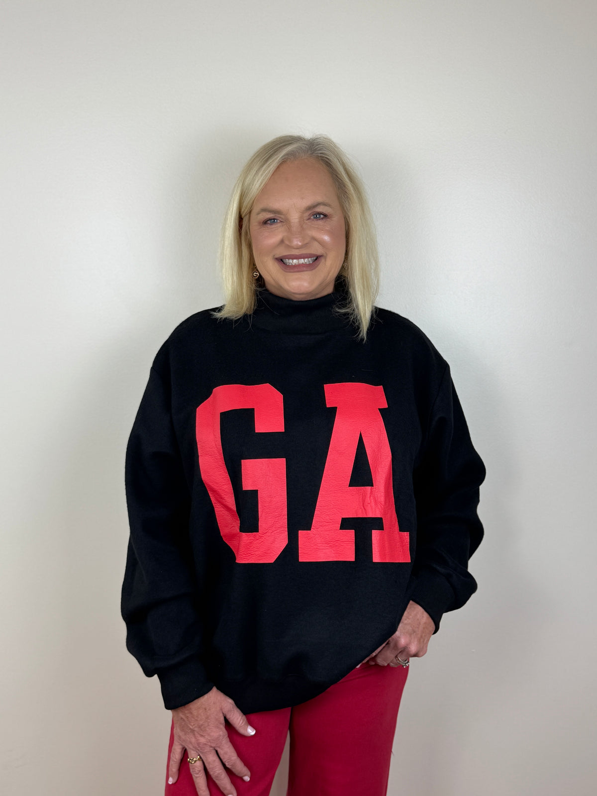 GEORGIA Reversible Mock Neck Sweatshirt - Black