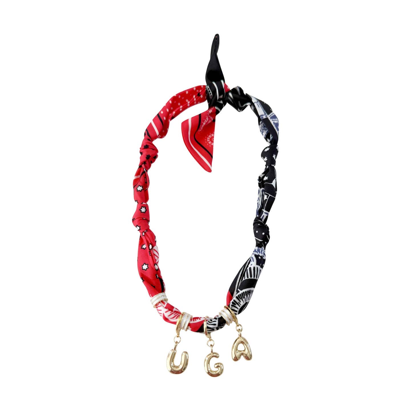 Black & Red U G A Scarf Necklace
