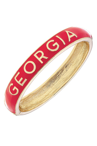 Georgia Bulldogs Sculpted Enamel Hinge Bangle in Red - Red