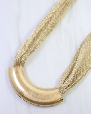 Albert Mesh Necklace with Bar - Gold