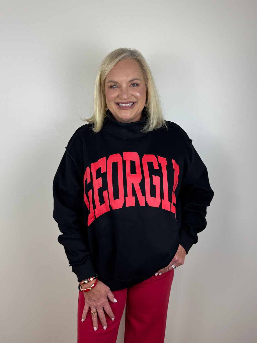 GEORGIA Reversible Mock Neck Sweatshirt - Black