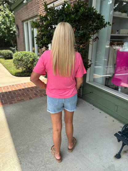 Simple Pocket Tee - Taffy Pink