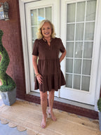 Mary Square - Adelyn Suede Dress - Espresso