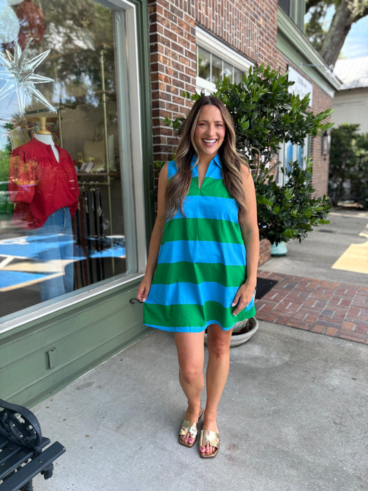 Valdy Striped Lexya Collared Shift Mini Dress