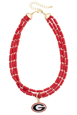 Georgia Bulldogs Multi-Strand Beaded Logo Necklace