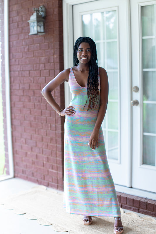Pastel Striped Dress - Multicolor