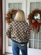 Floral Mock Neck Half Zip