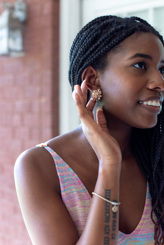 Multi Spike Pearl Earrings - Gold