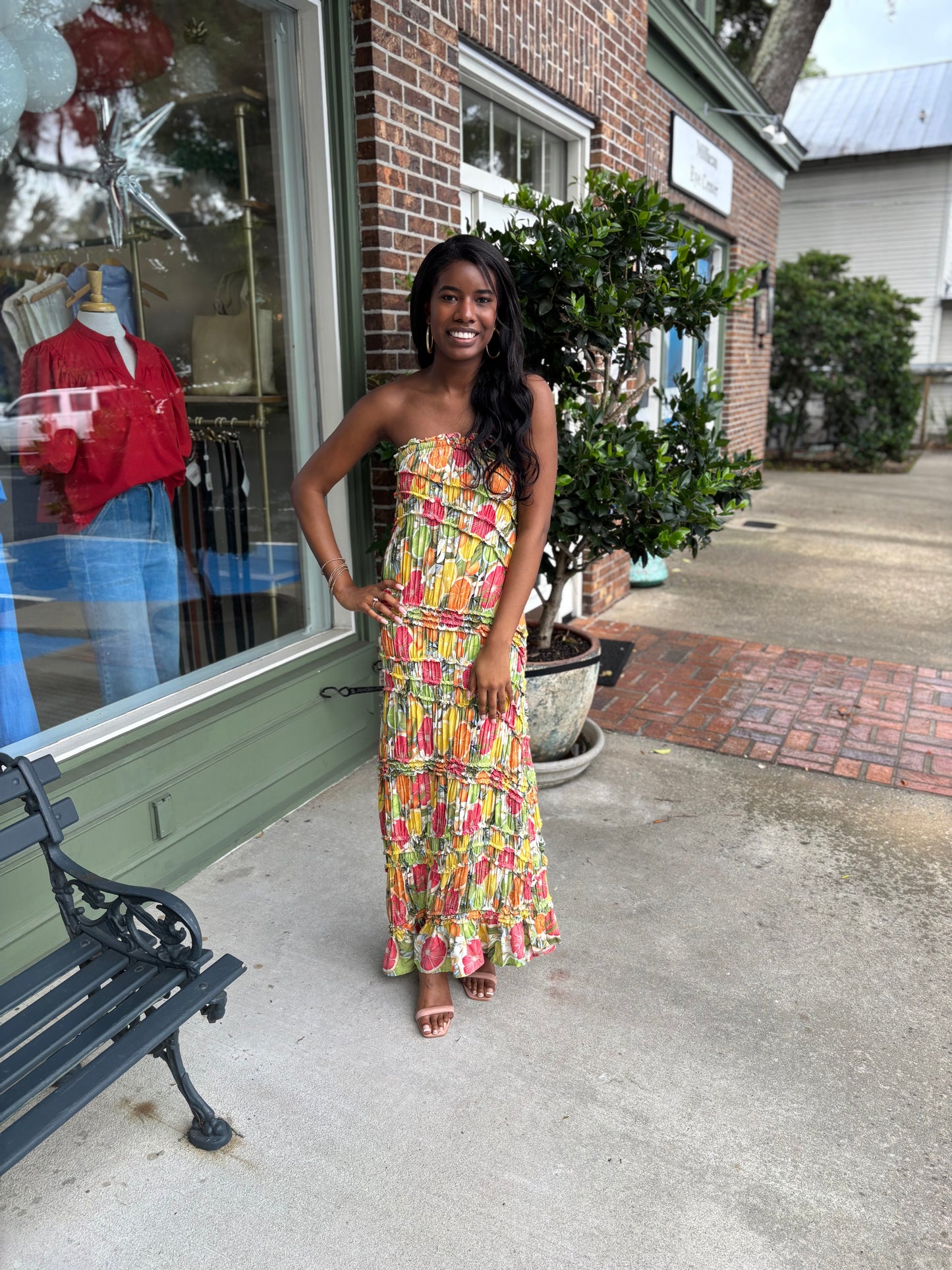 Taste of Summer Textured Strapless Dress - Fruity