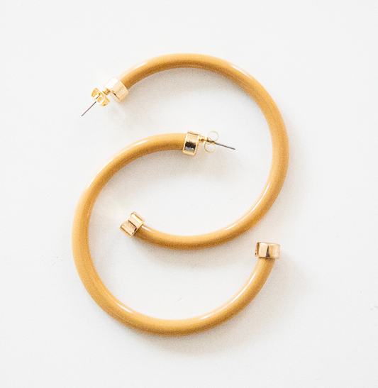 Lightweight Large Hoop Earrings - Camel