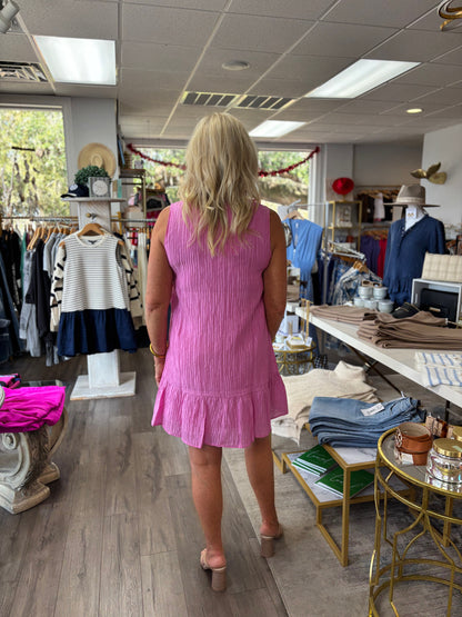 Textured Peony Dress - Pink