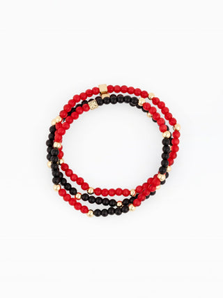 Junie Beaded Bracelets Set of 3 - Red & Black