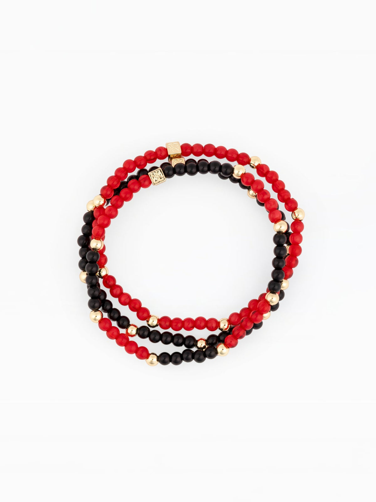Junie Beaded Bracelets Set of 3 - Red & Black