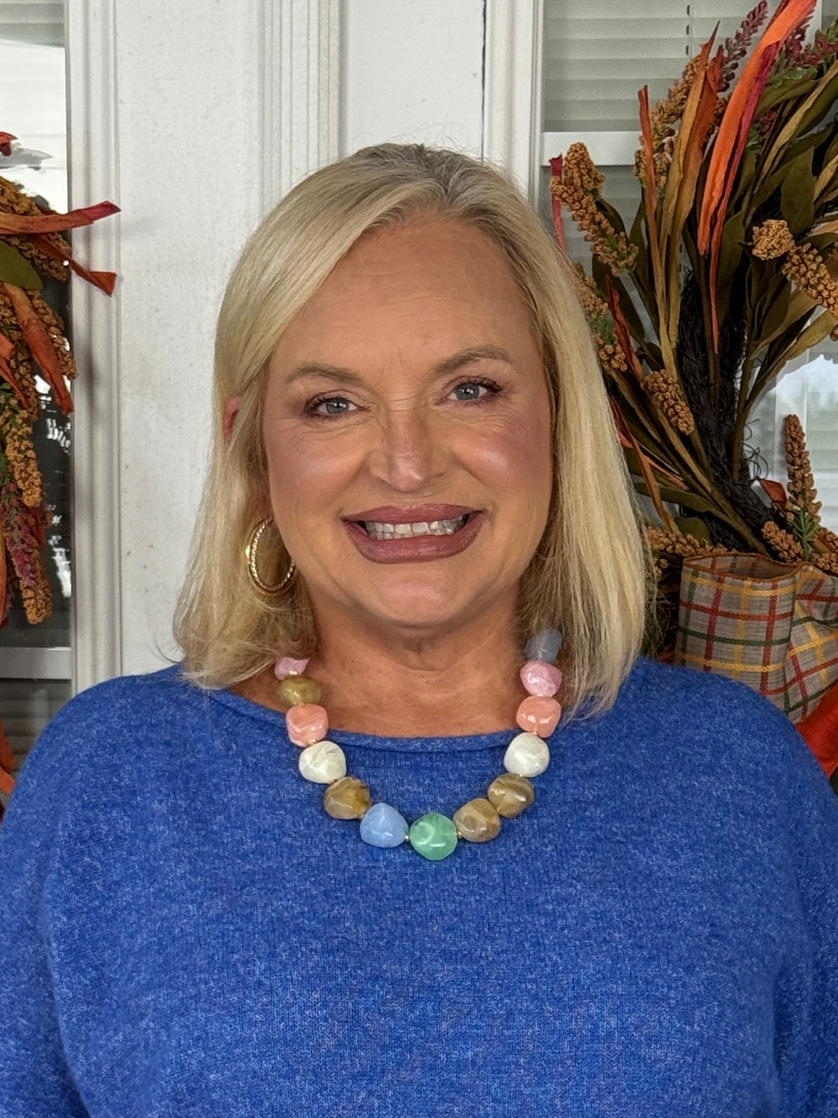 Multi Color Stone Beaded Necklace - Pastel Multi
