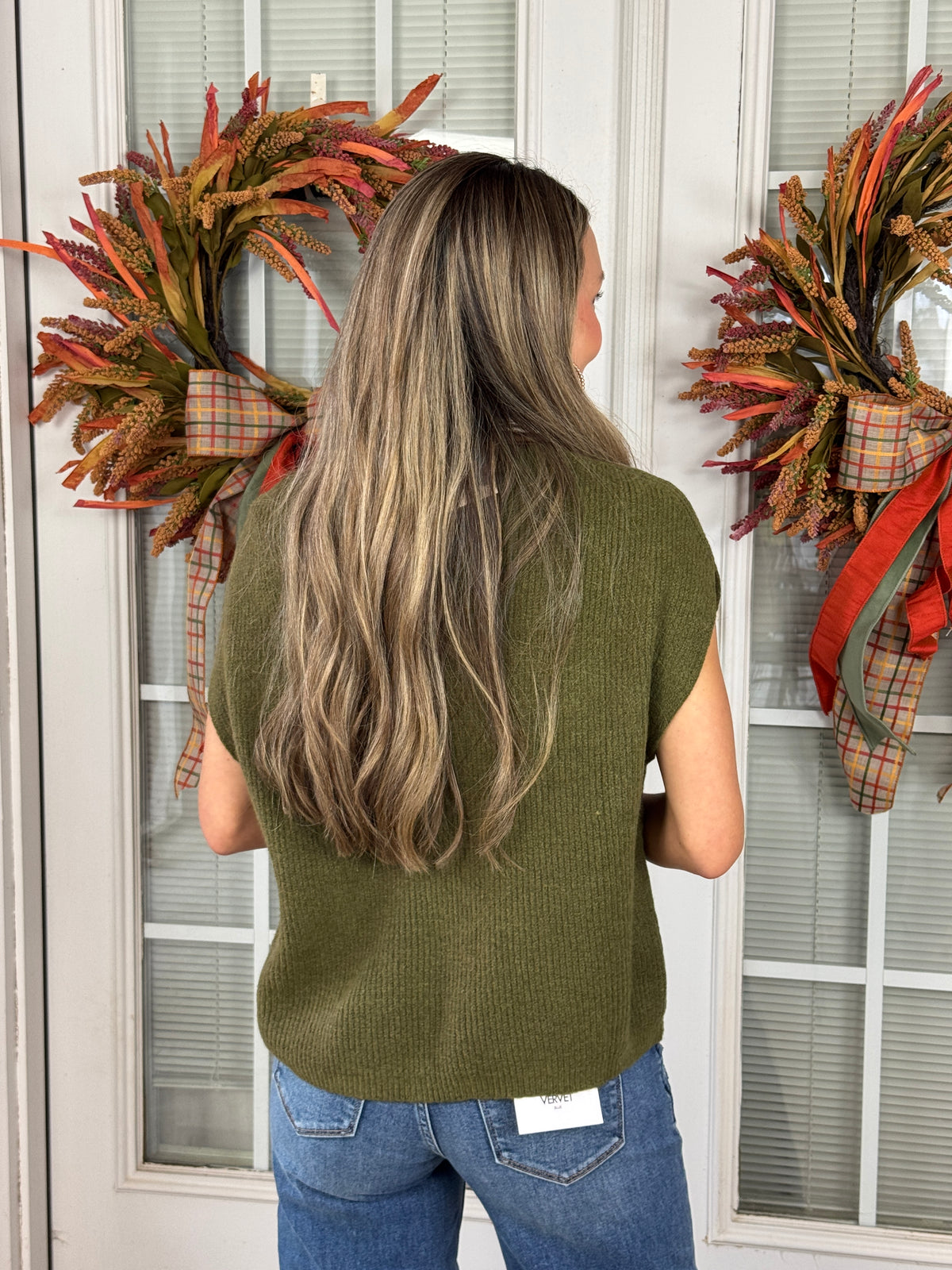 Sleeveless Mock Neck Knit Top - Olive