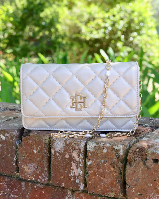 Caroline Hill - Brynleigh Clutch Crossbody - Pearl Quilted