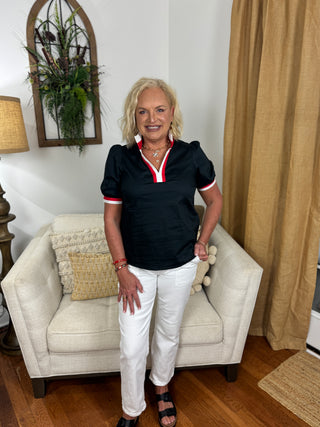 Mary Square - Tricia Top - Black & Red