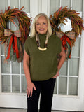 Sleeveless Mock Neck Knit Top - Olive