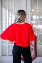 End Zone Bubble Hem Top - Red