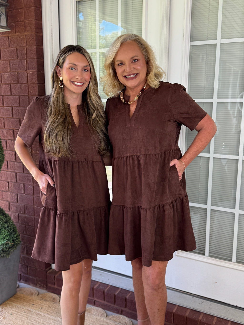 Mary Square - Adelyn Suede Dress - Espresso