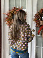 Floral Mock Neck Half Zip