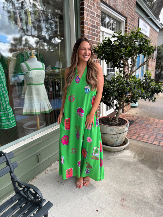 Trinie Postcard Rubi Halter Neck Maxi Dress